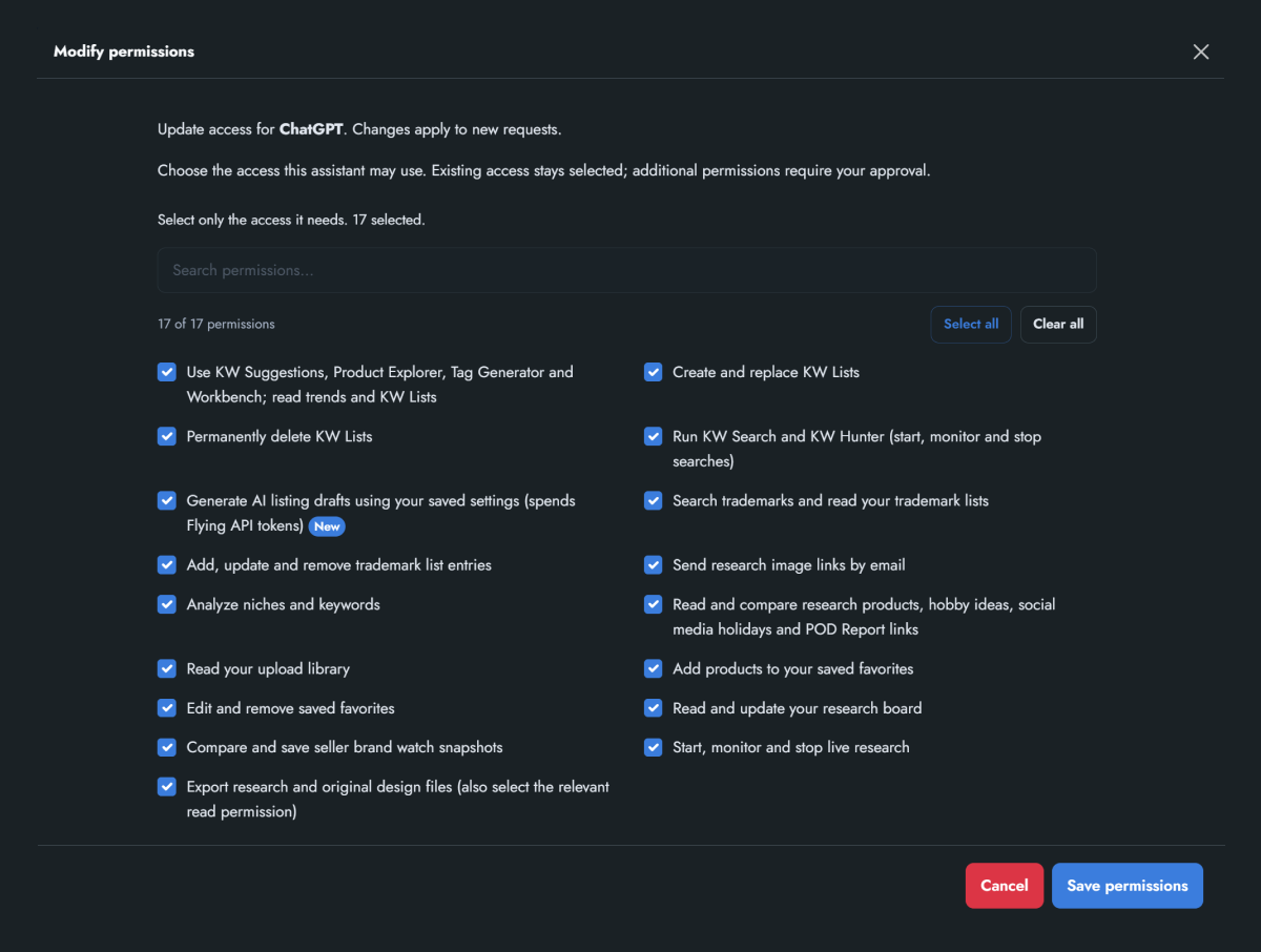 Flying Research · connection permissions